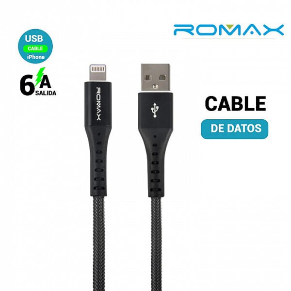 0a0818ff-30e4-4e38-8bdc-a070ba702d7f Cable USB Romax Lightning para iPhone de 6 Amperios y 60W