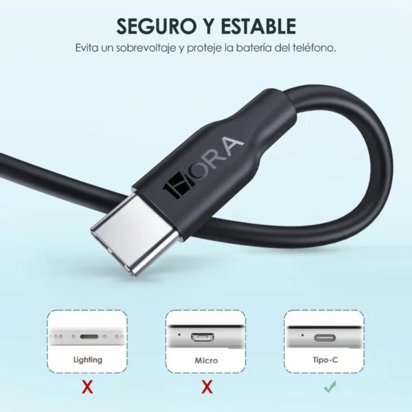 Cable USB Tipo C 1M 2.1A 1 HORA