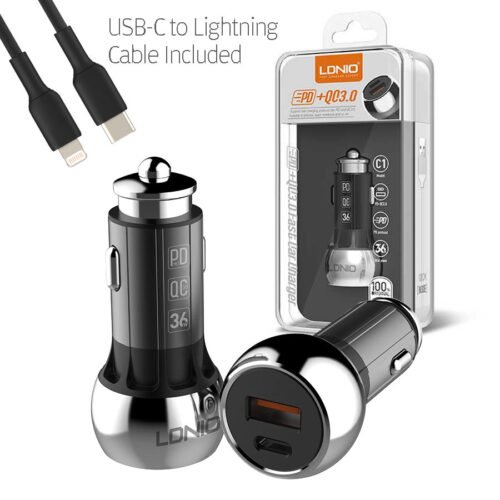 Cigarrera LDNIO de Type-C a iPhone y USB 38W con Cable